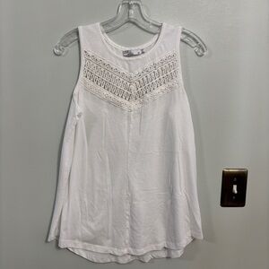 Prana White Petra crochet Detail cotton Tank Top medium
